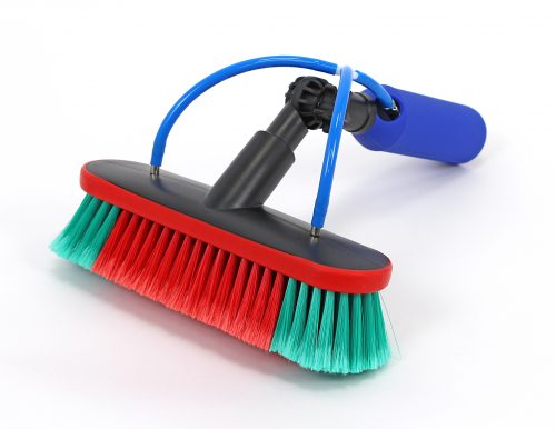 window cleaning brush on clamped converter tool